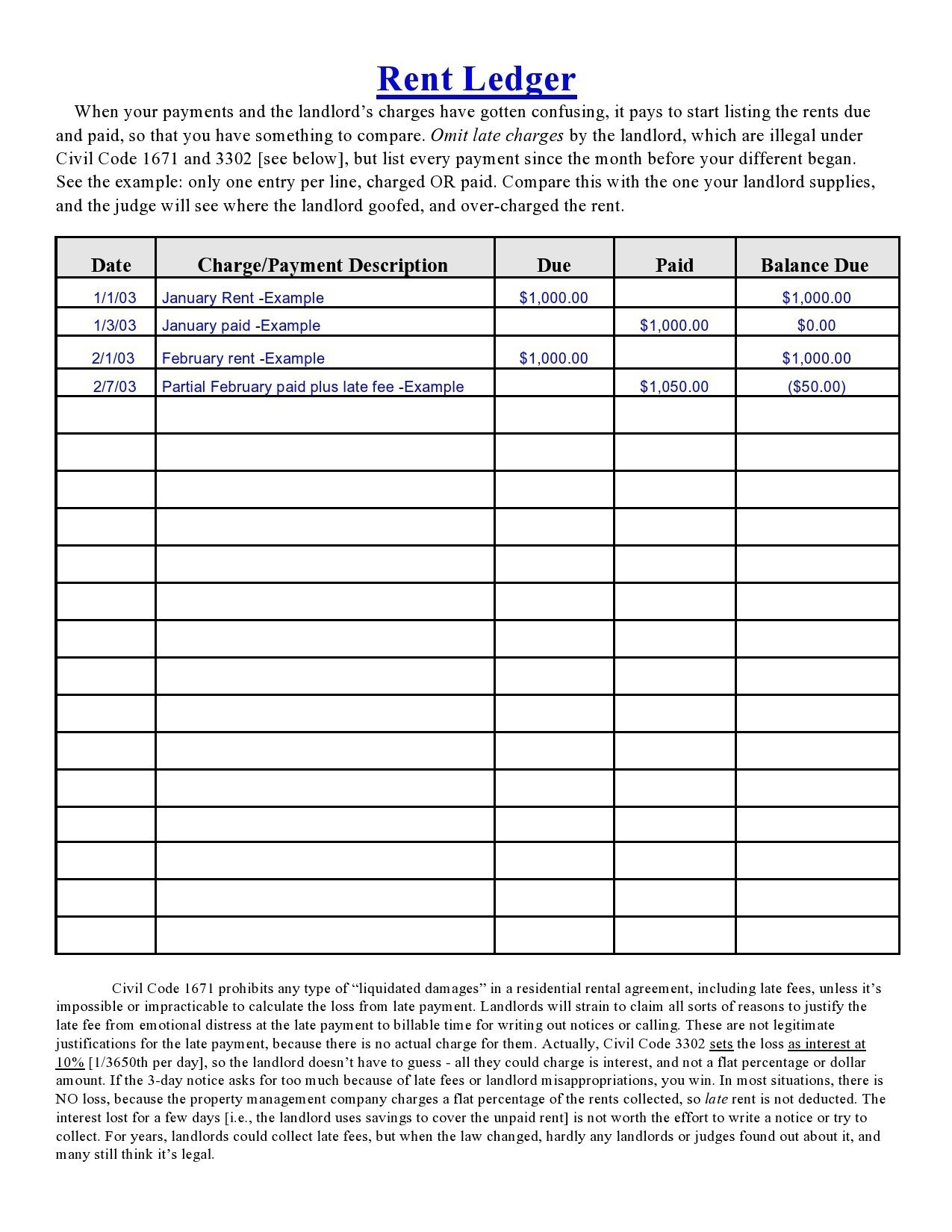 Rental Ledger Template Sample Rental Ledger Template Sample