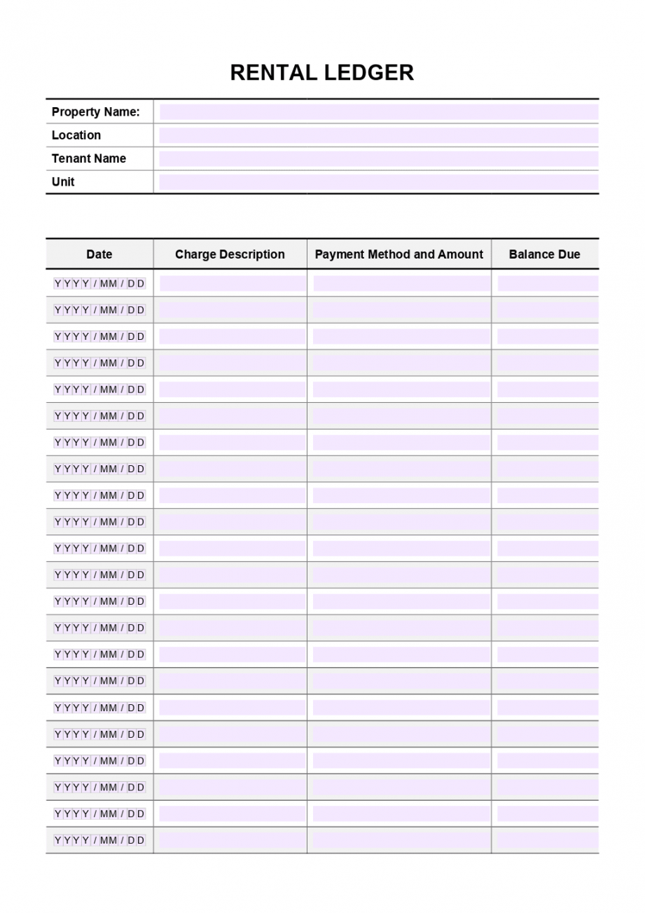 Rental Ledger Template Rental Ledger Template