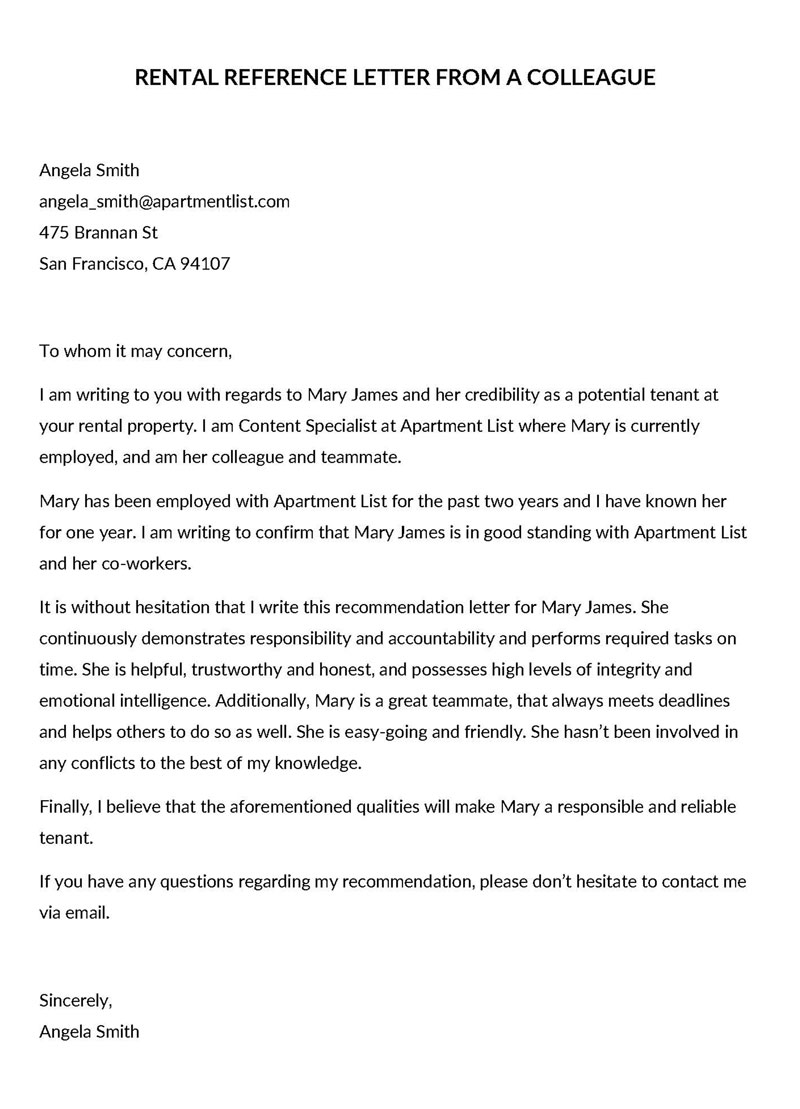 Rental Reference Letter Template Example Rental Reference Letter Template Example