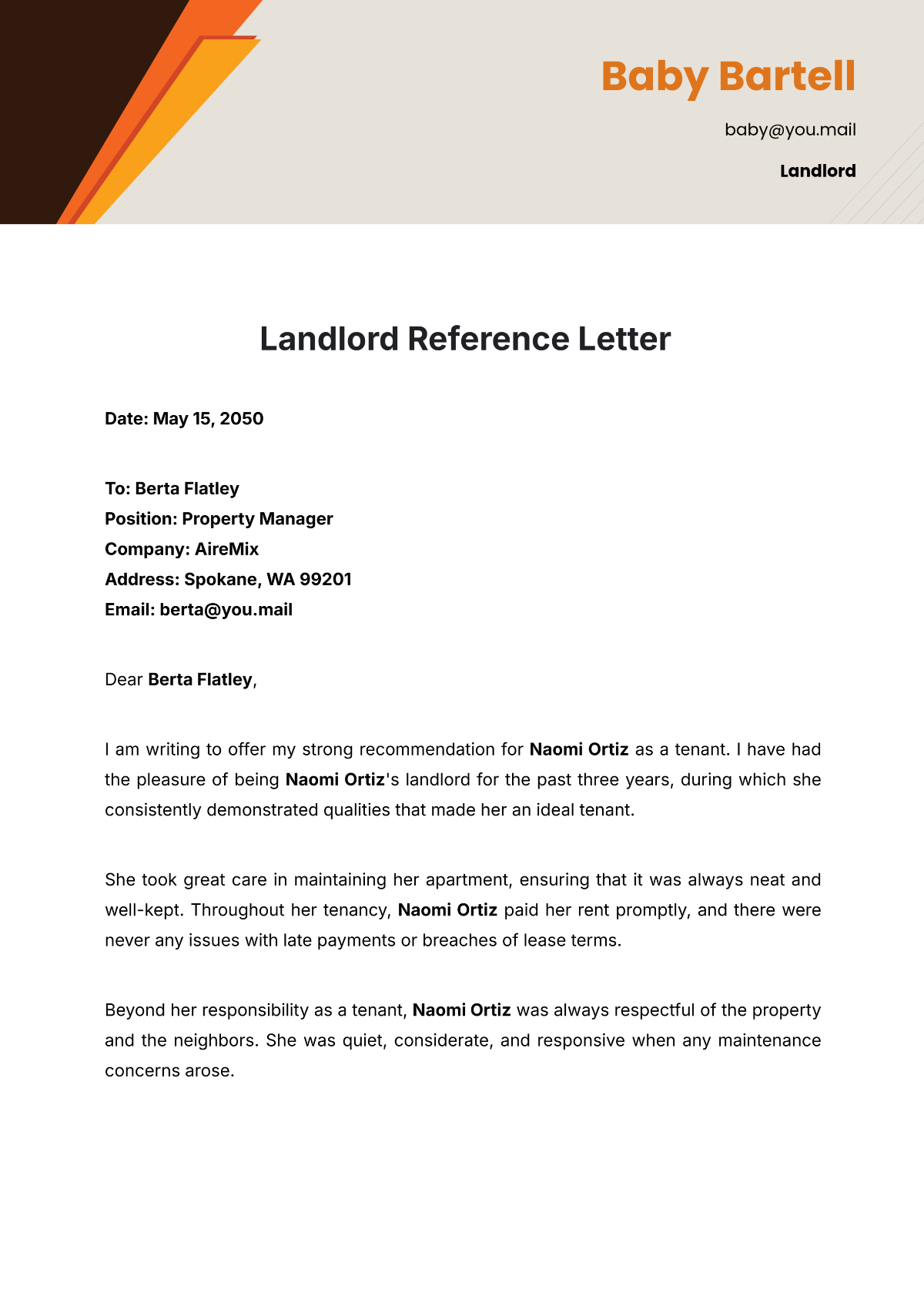 Rental Reference Letter Template Sample Rental Reference Letter Template Sample