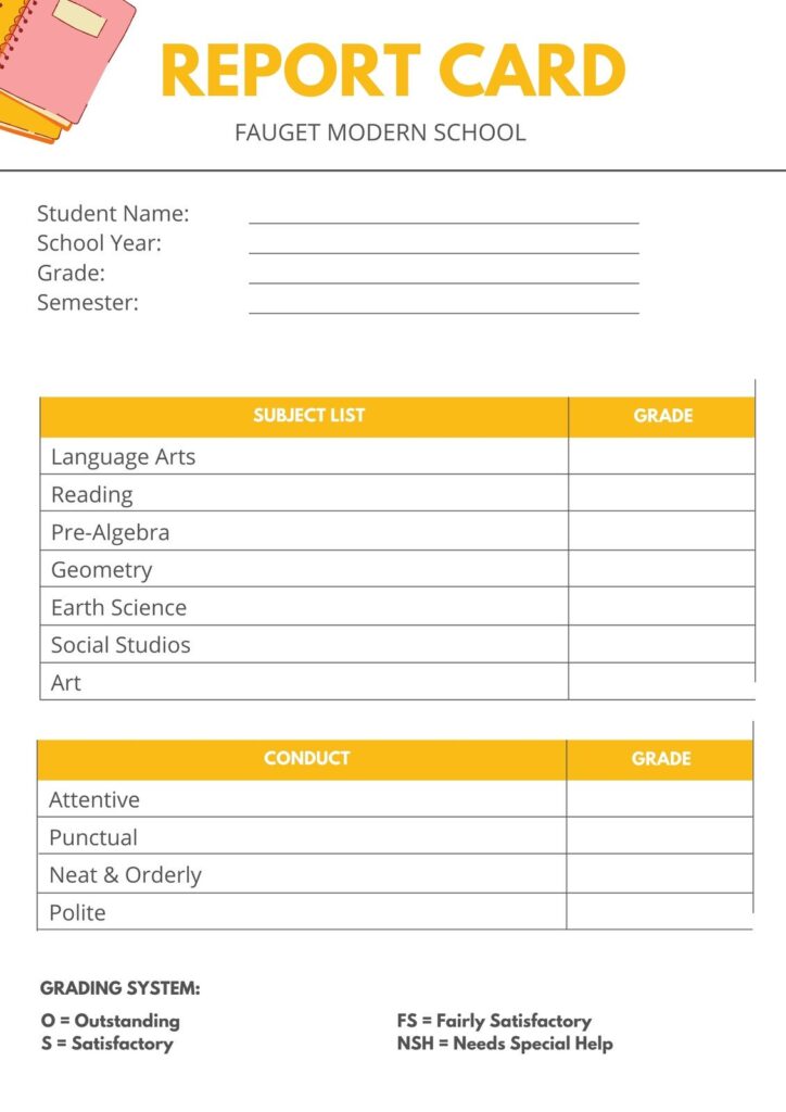 Customizable Report Card Template (Word)