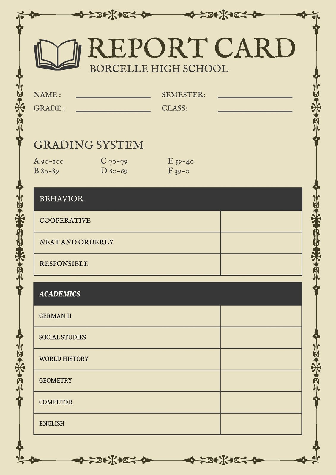Report Card Template