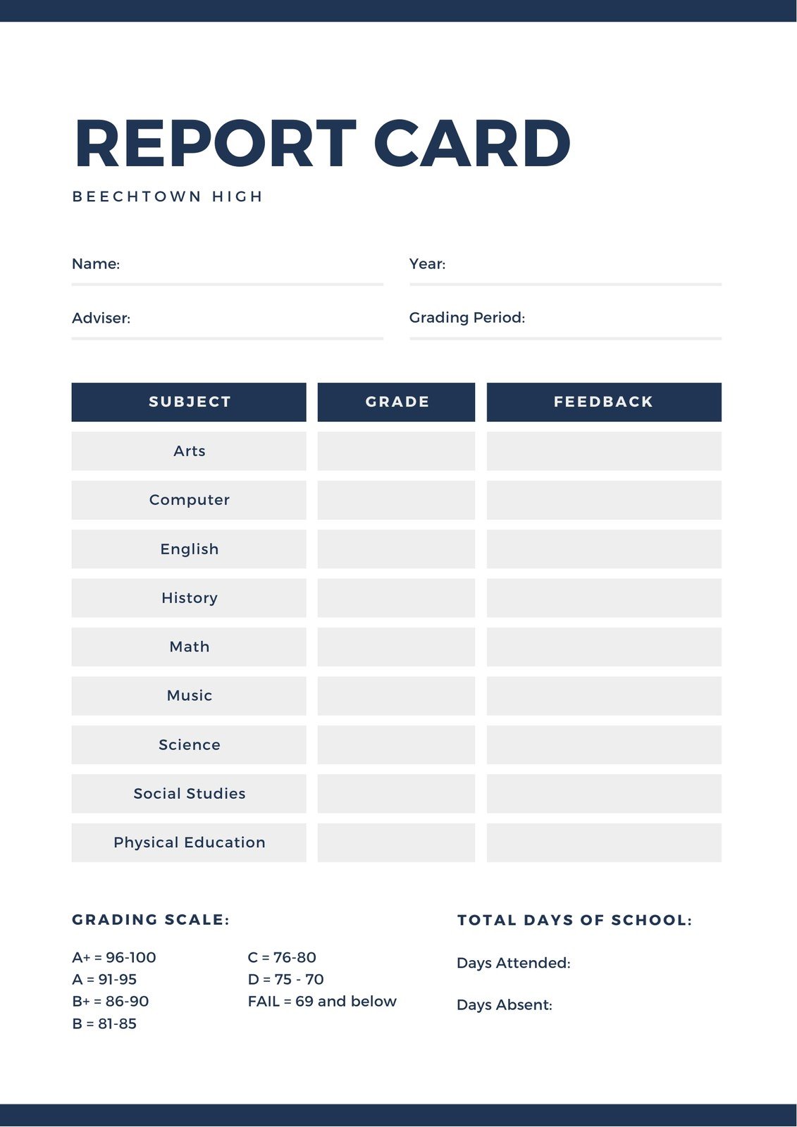 Report Card Template