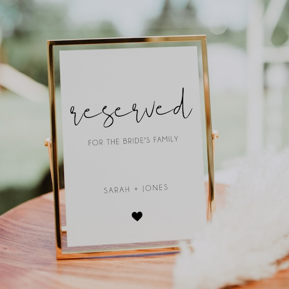 Reserved Table Sign Template