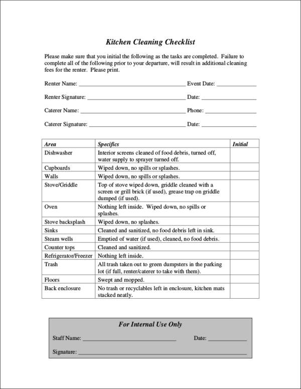 Residential Cleaning Checklist Template
