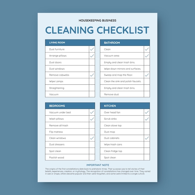 Residential Cleaning Checklist Template
