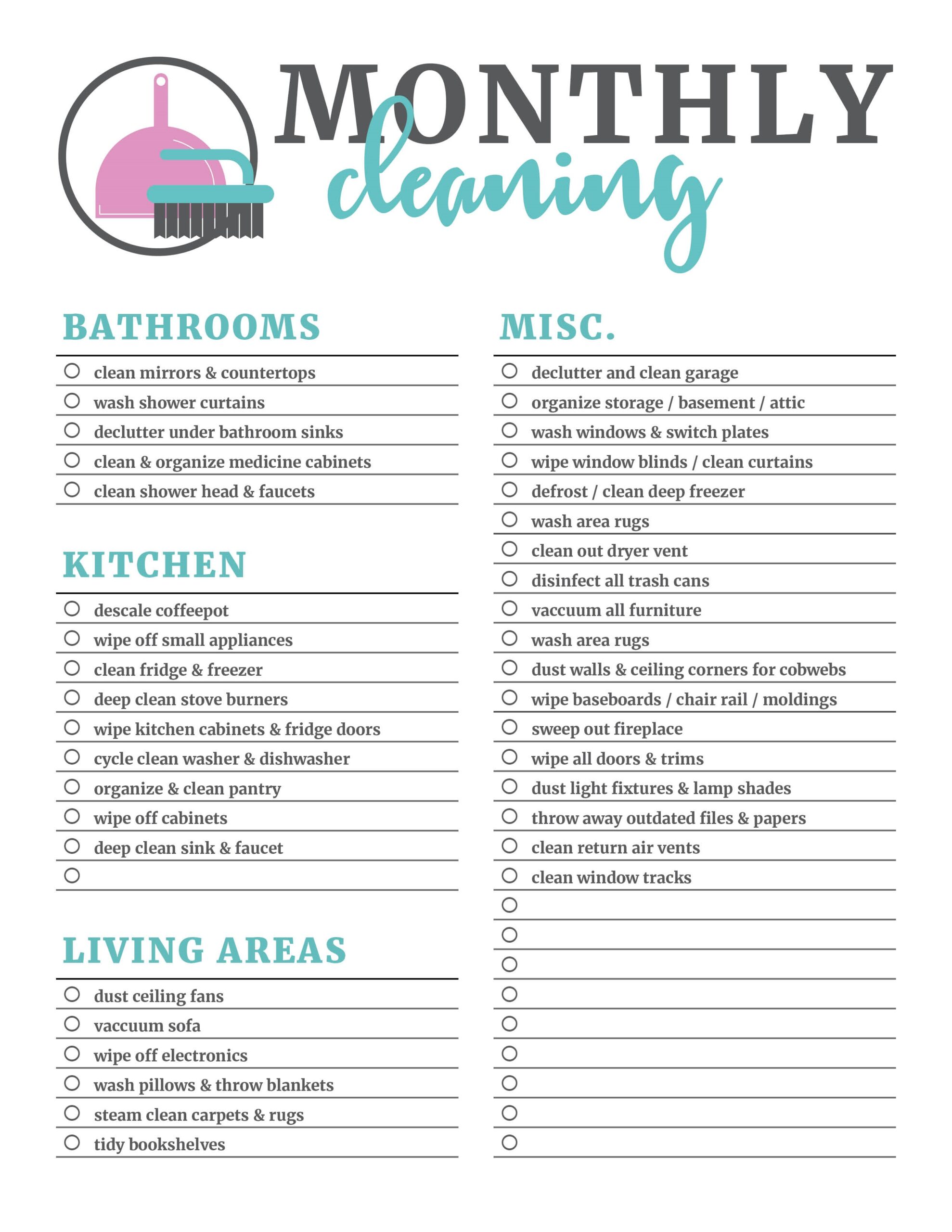 Residential Cleaning Checklist Template