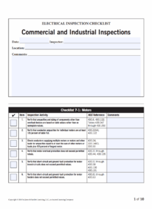Residential Electrical Inspection Checklist Template
