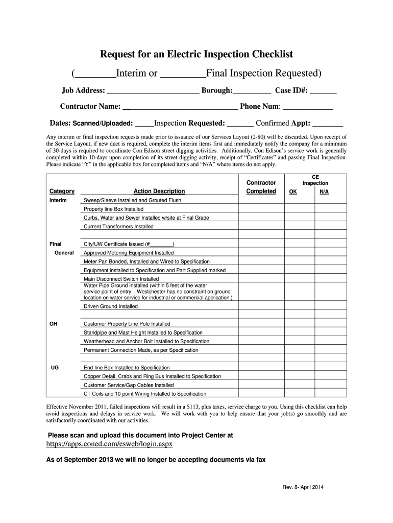 Residential Electrical Inspection Checklist Template