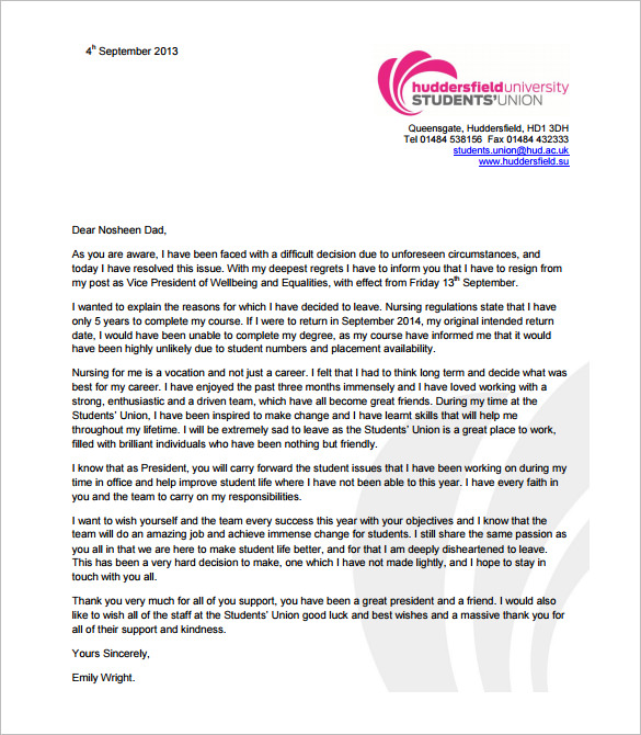 Resignation Letter Template for Nurses