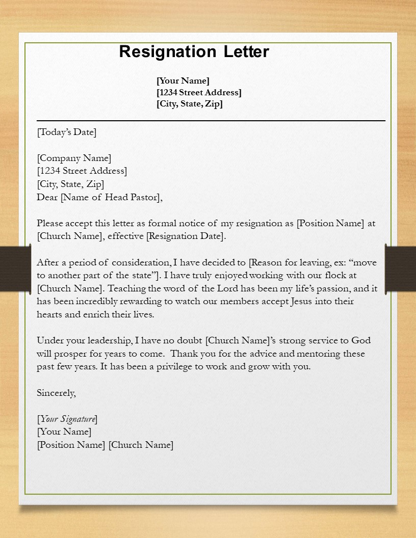 Resignation Letter Template for Nurses
