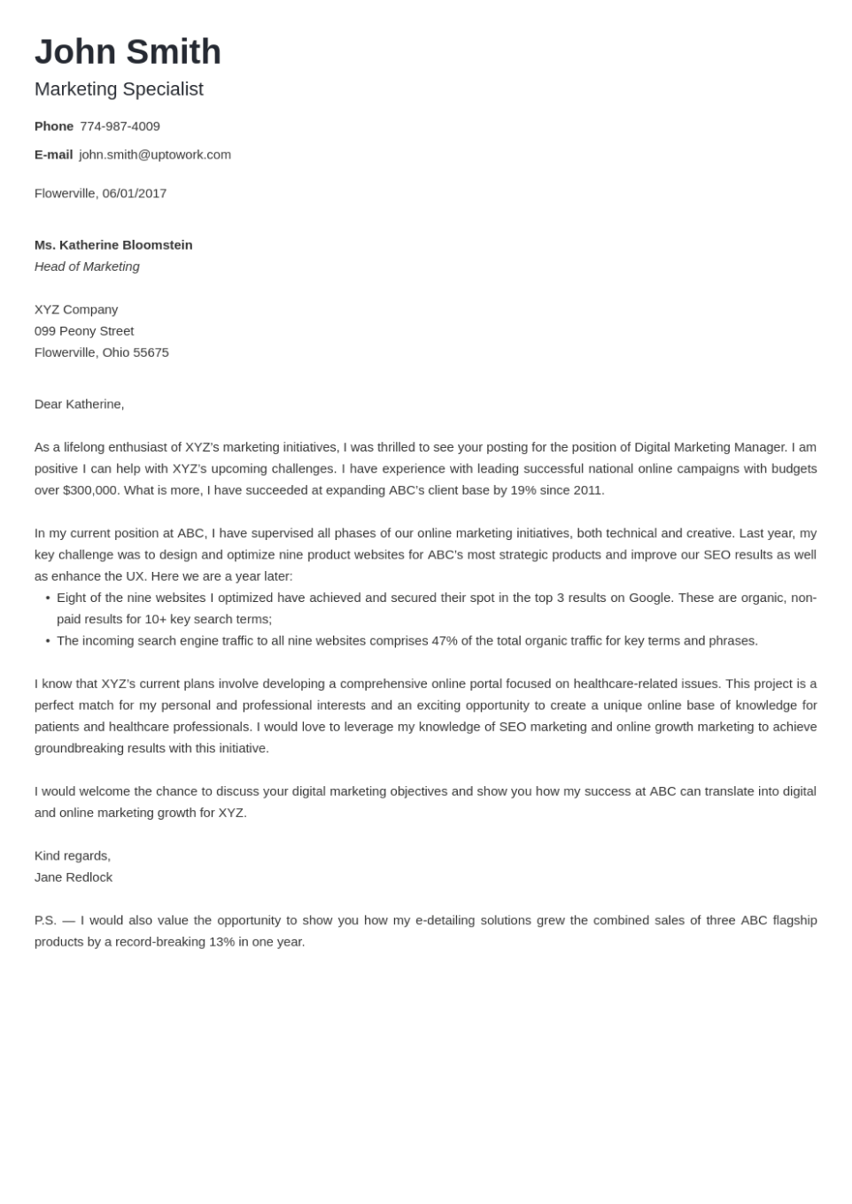 Resume Cover Letter Template