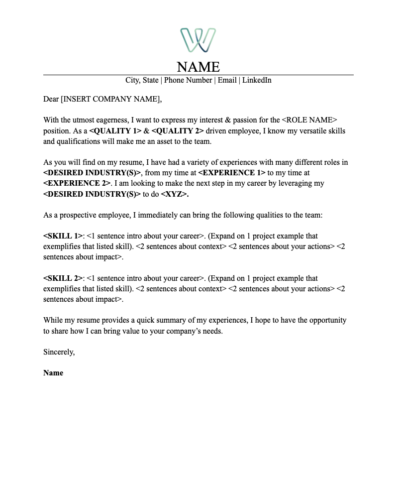 Resume Cover Letter Template