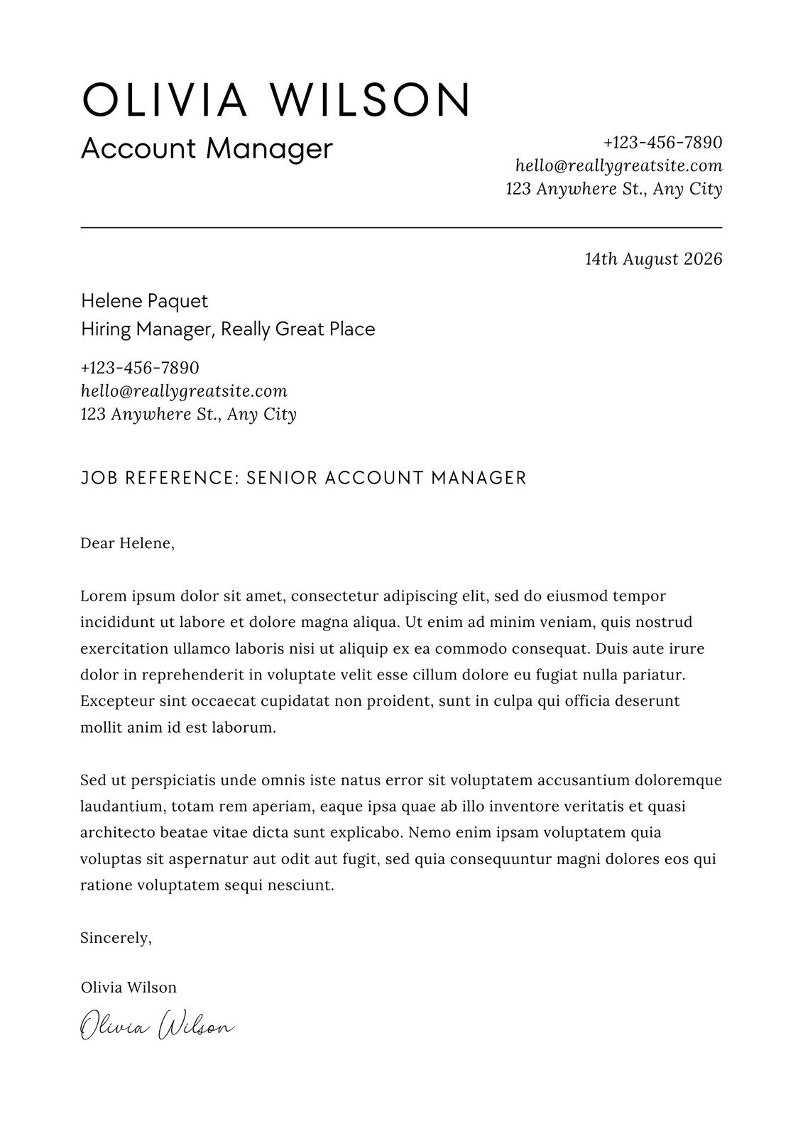 Resume Cover Letter Template
