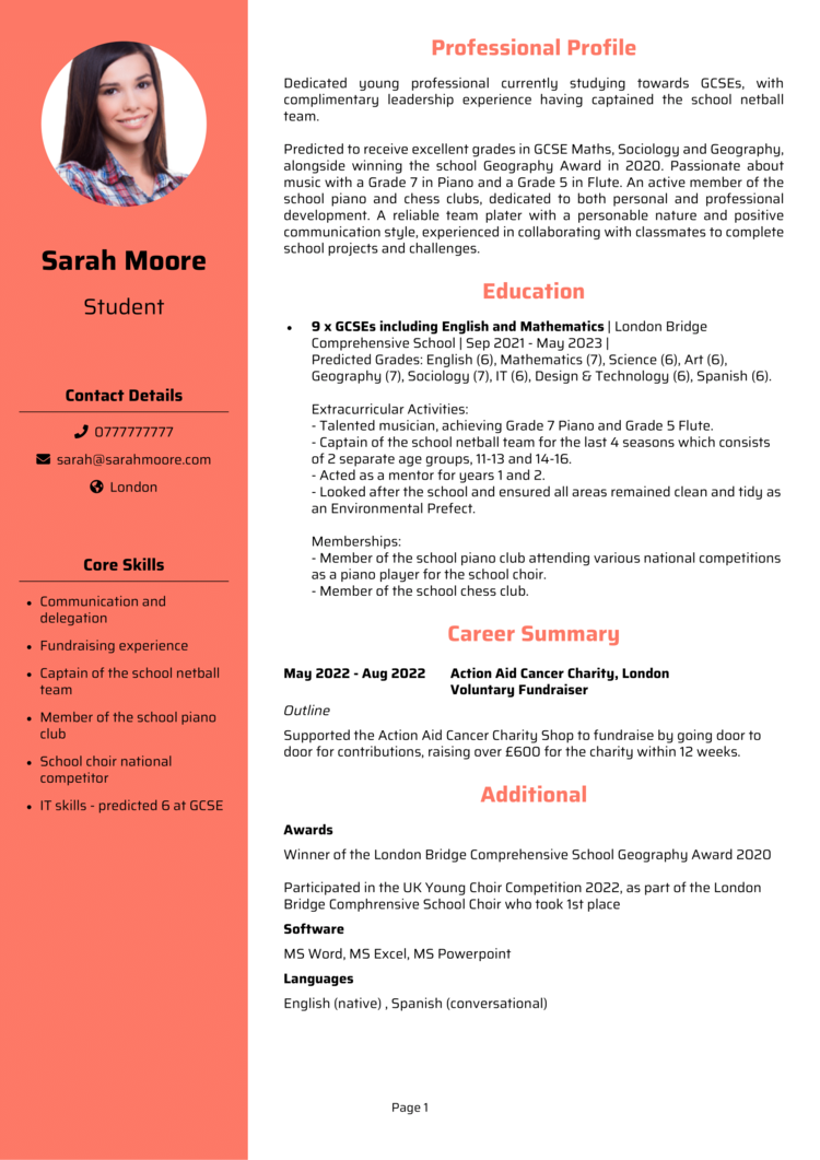 Resume With No Work Experience Template