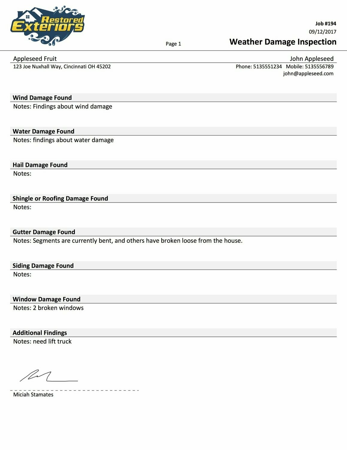 Roof Inspection Checklist Template