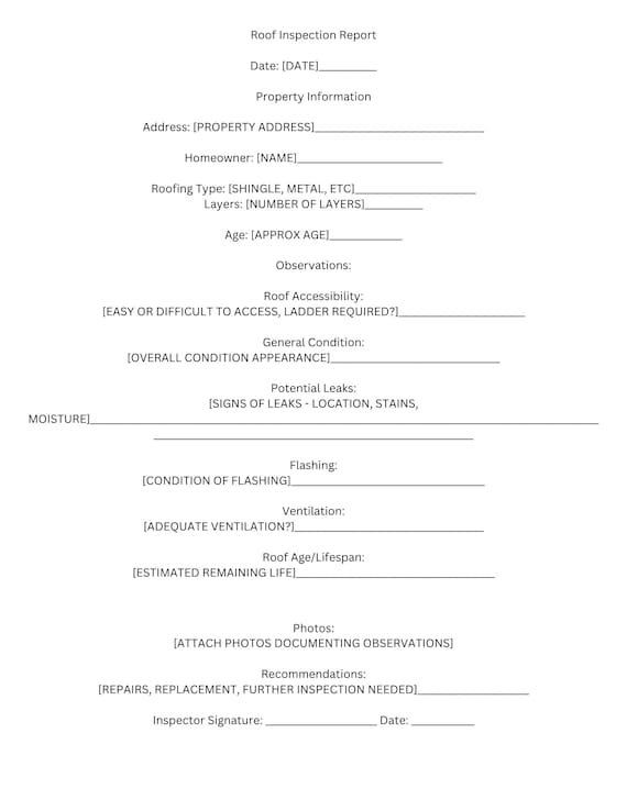 Roofing Checklist Template