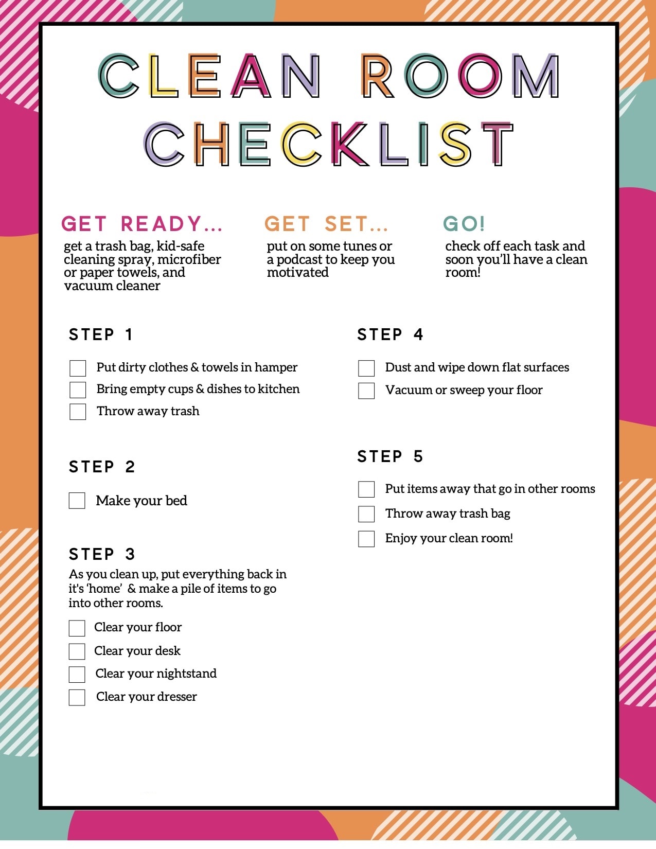Room Cleaning Checklist Template