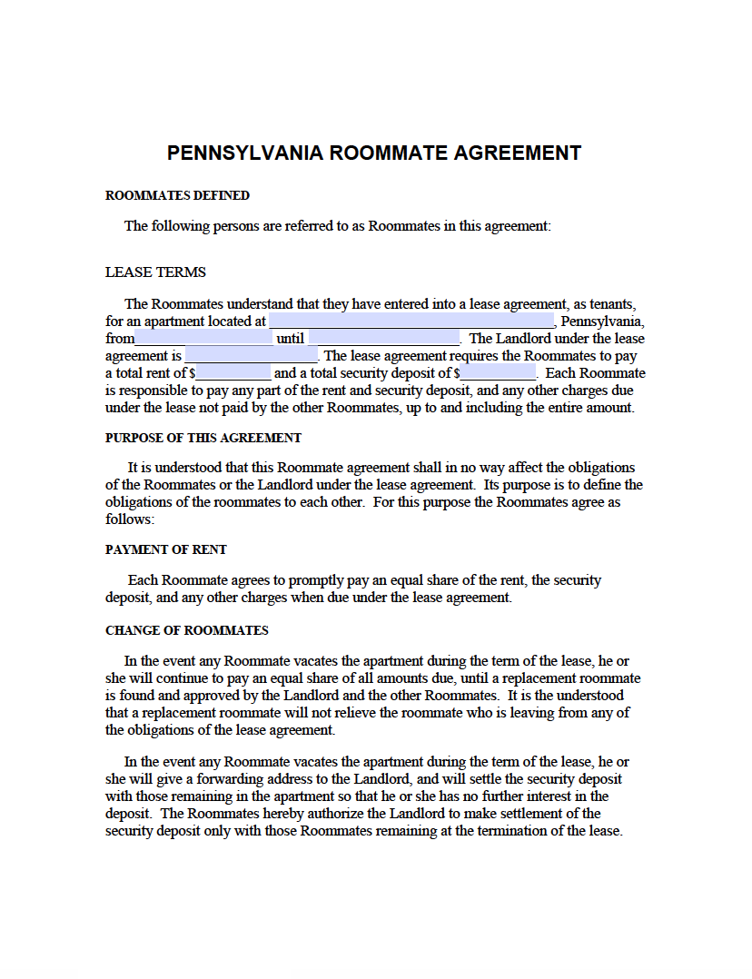 Room Rental Agreement Template