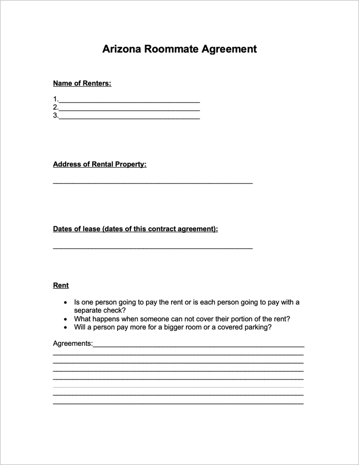 Roommate Agreement Template