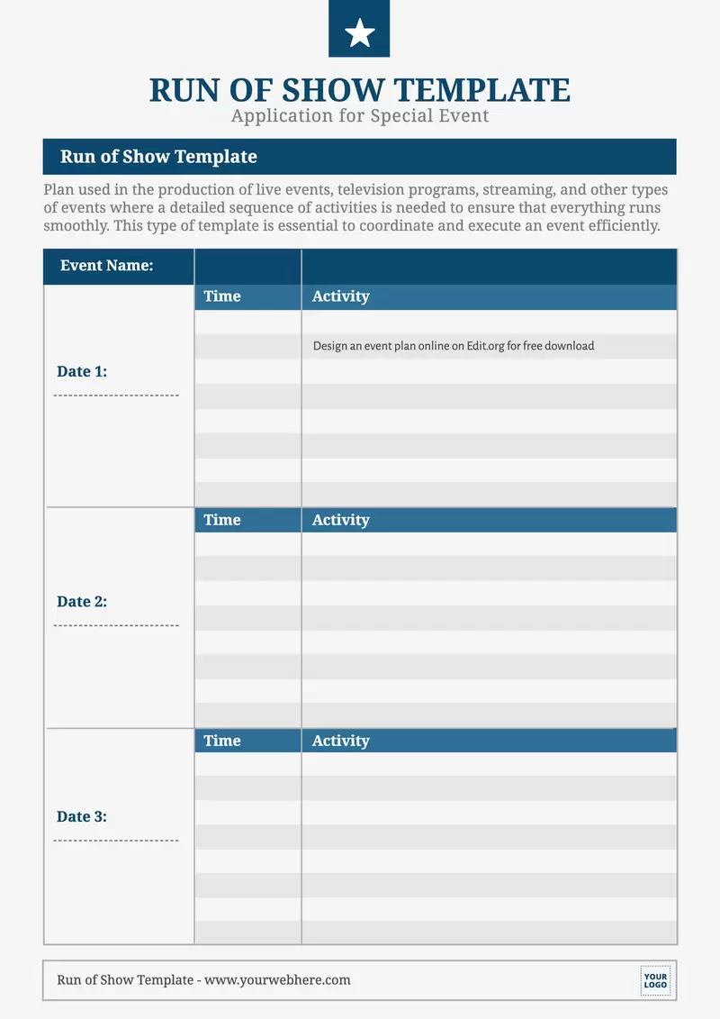 Run of Show Template Sample Run of Show Template Sample