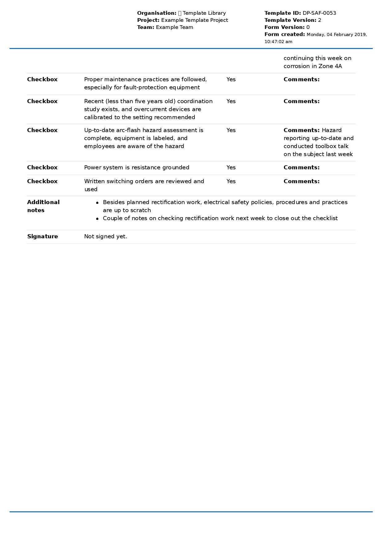 Safety Audit Checklist Template