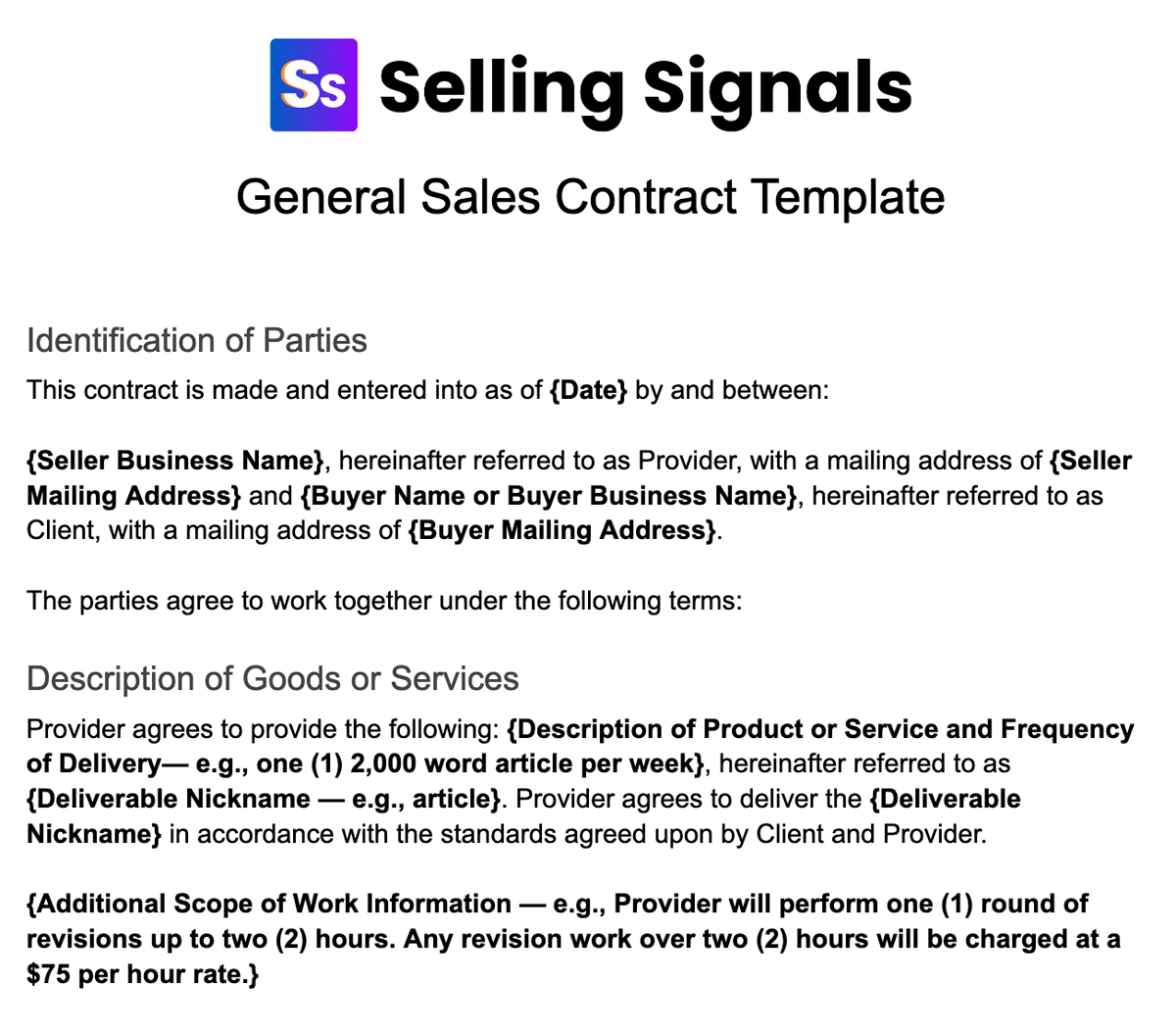 Sales Contract Template