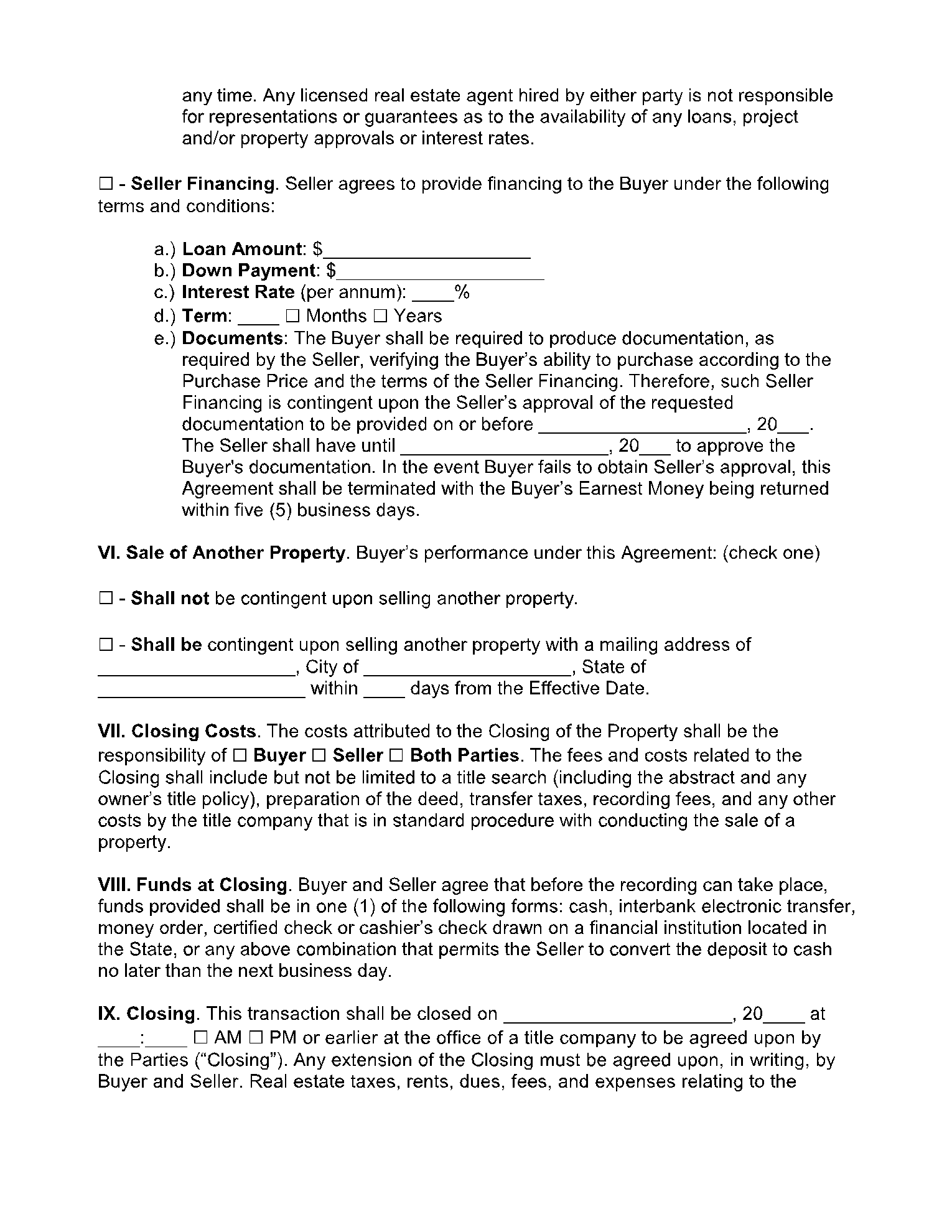 Sales Contract Template For a Home