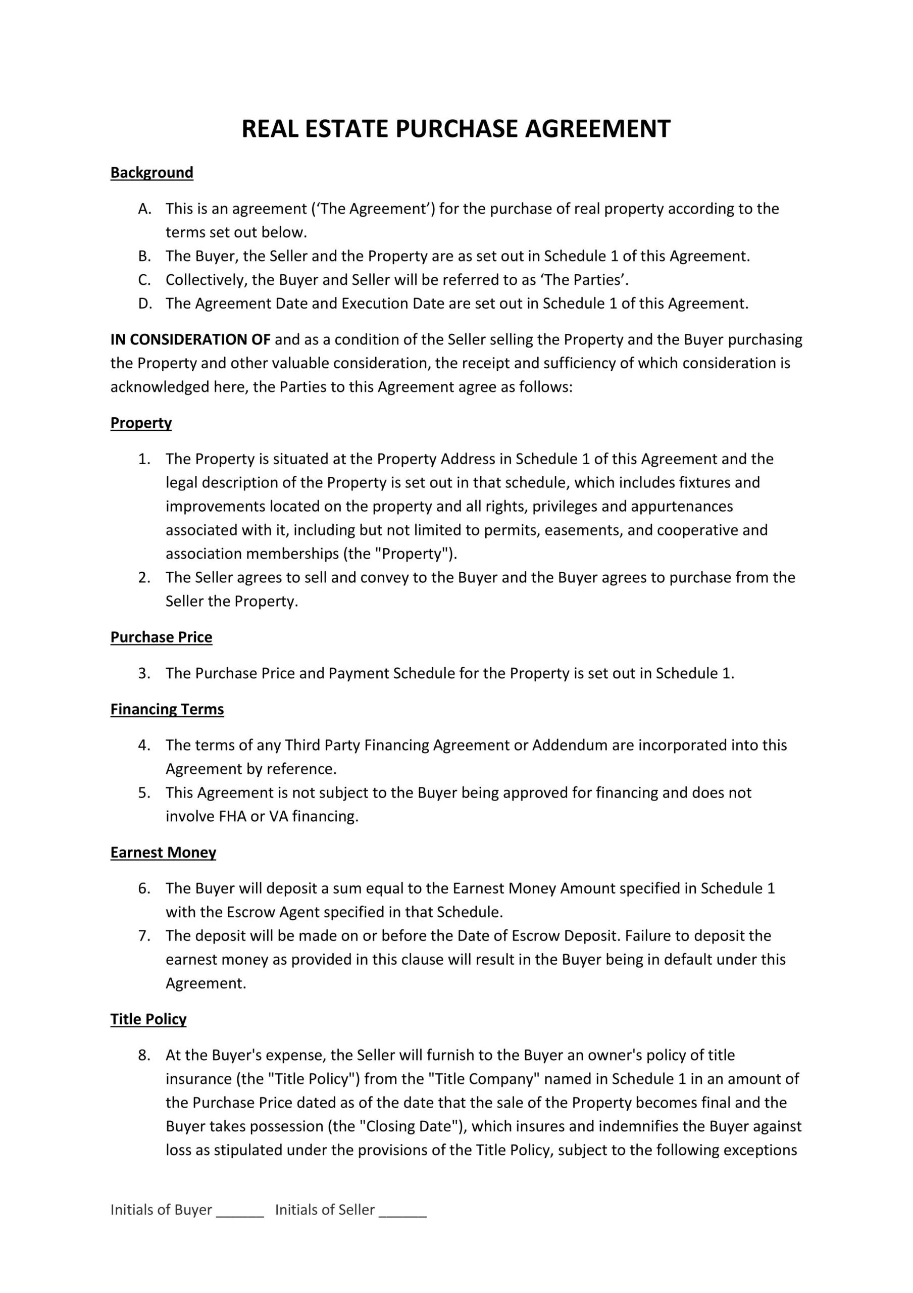 Sales Contract Template For a Home