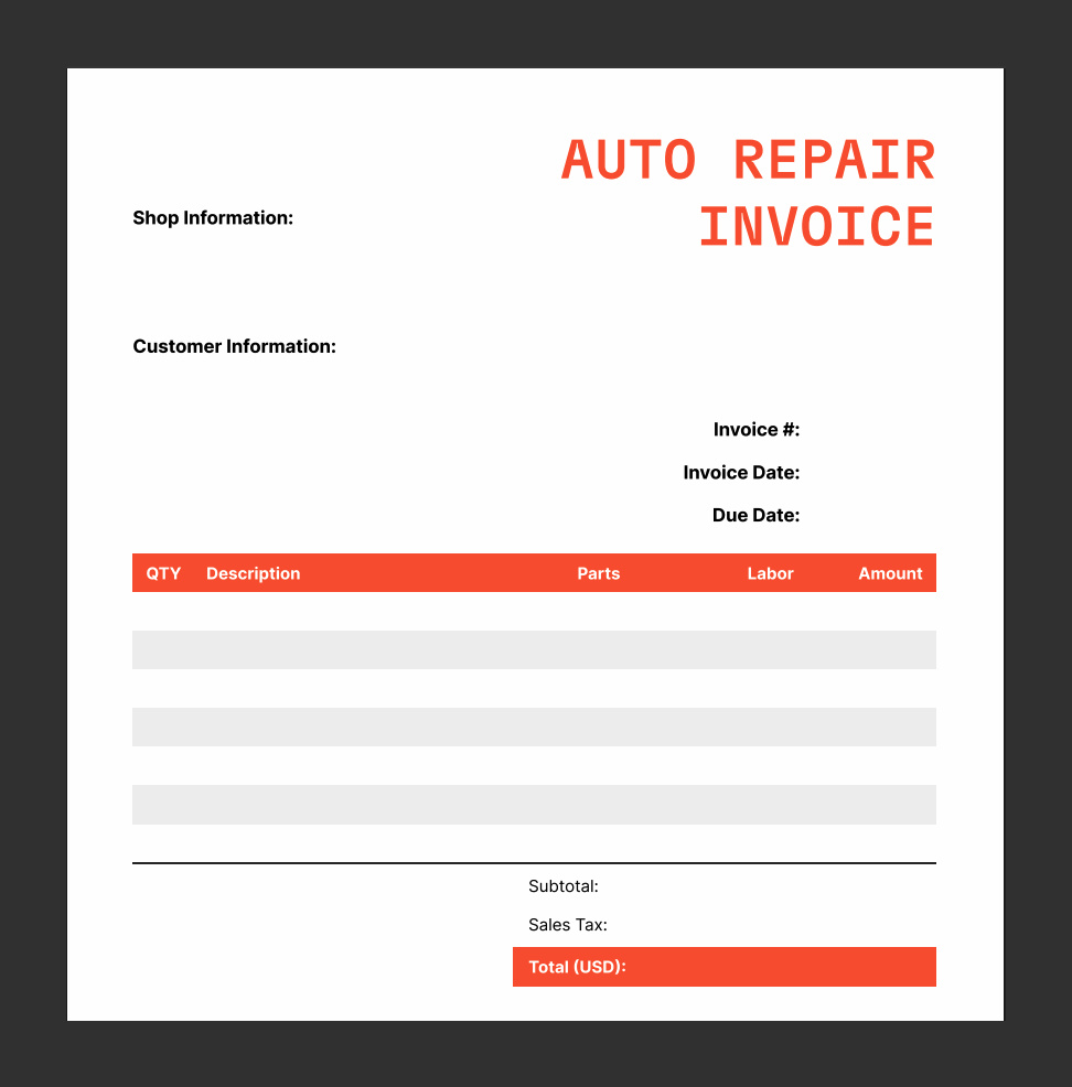 Sample Car Repair Receipt Template Sample Car Repair Receipt Template