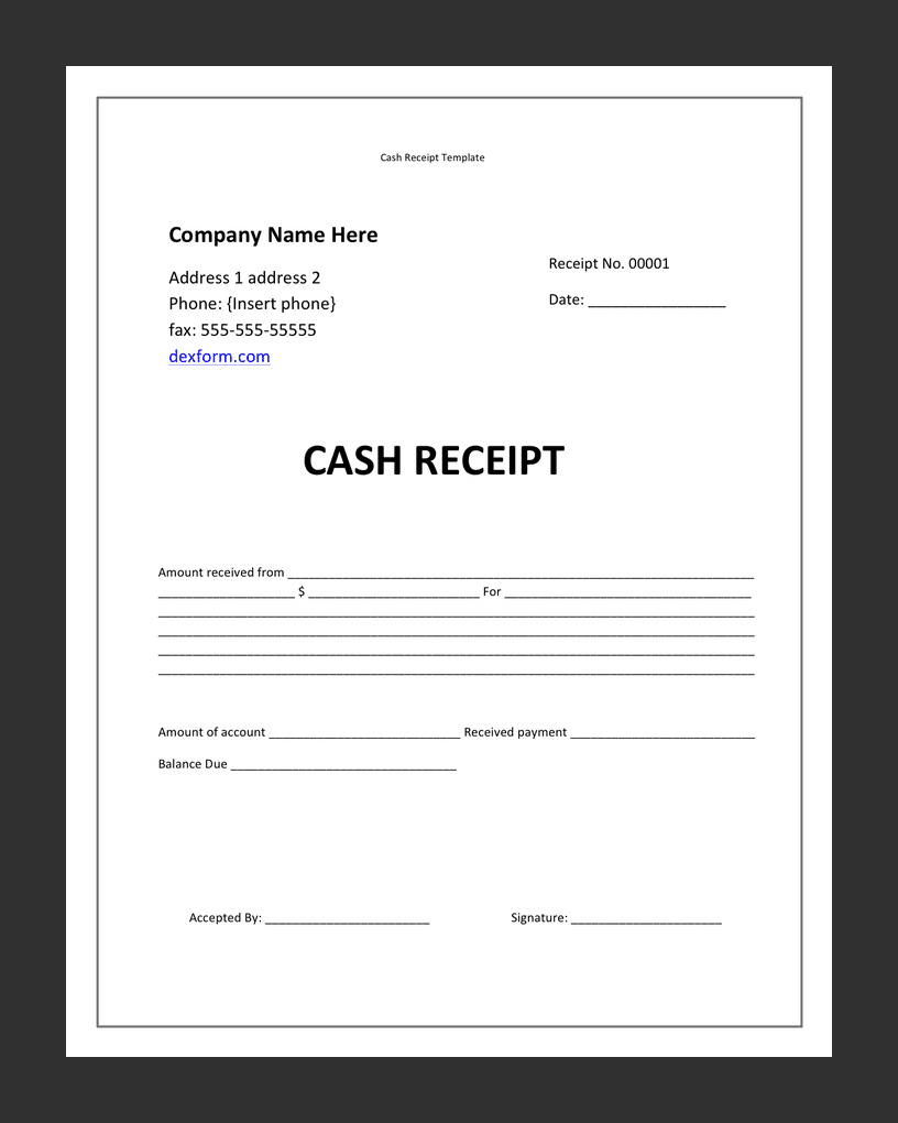 Sample Cash Receipt Template Sample Cash Receipt Template