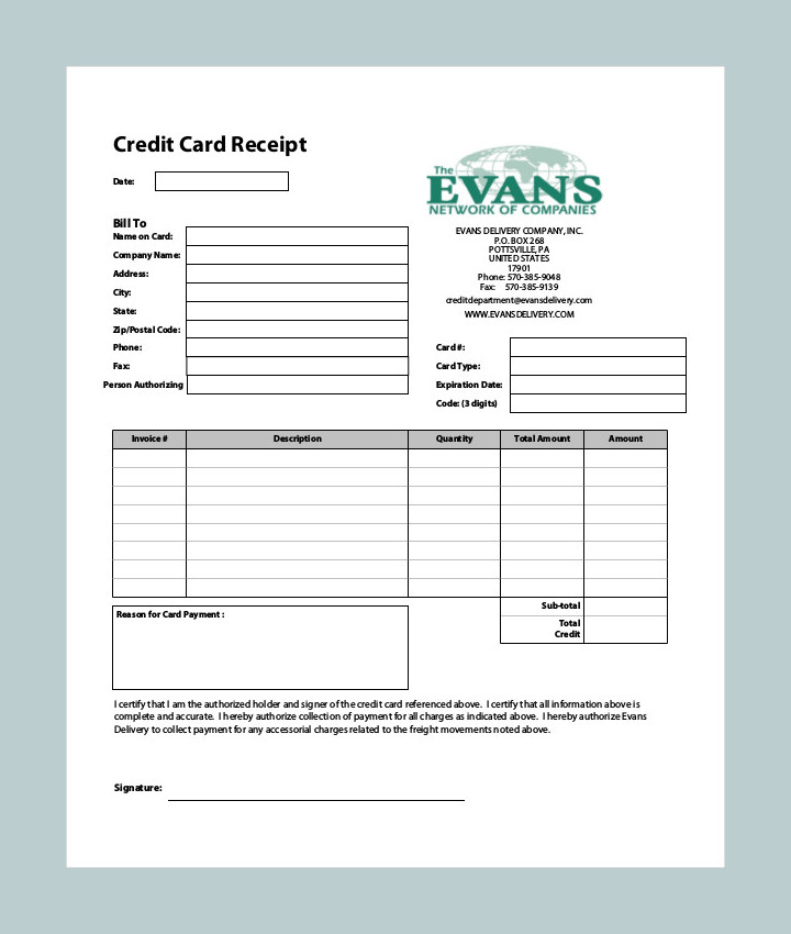Sample Credit Card Receipt Template Sample Credit Card Receipt Template