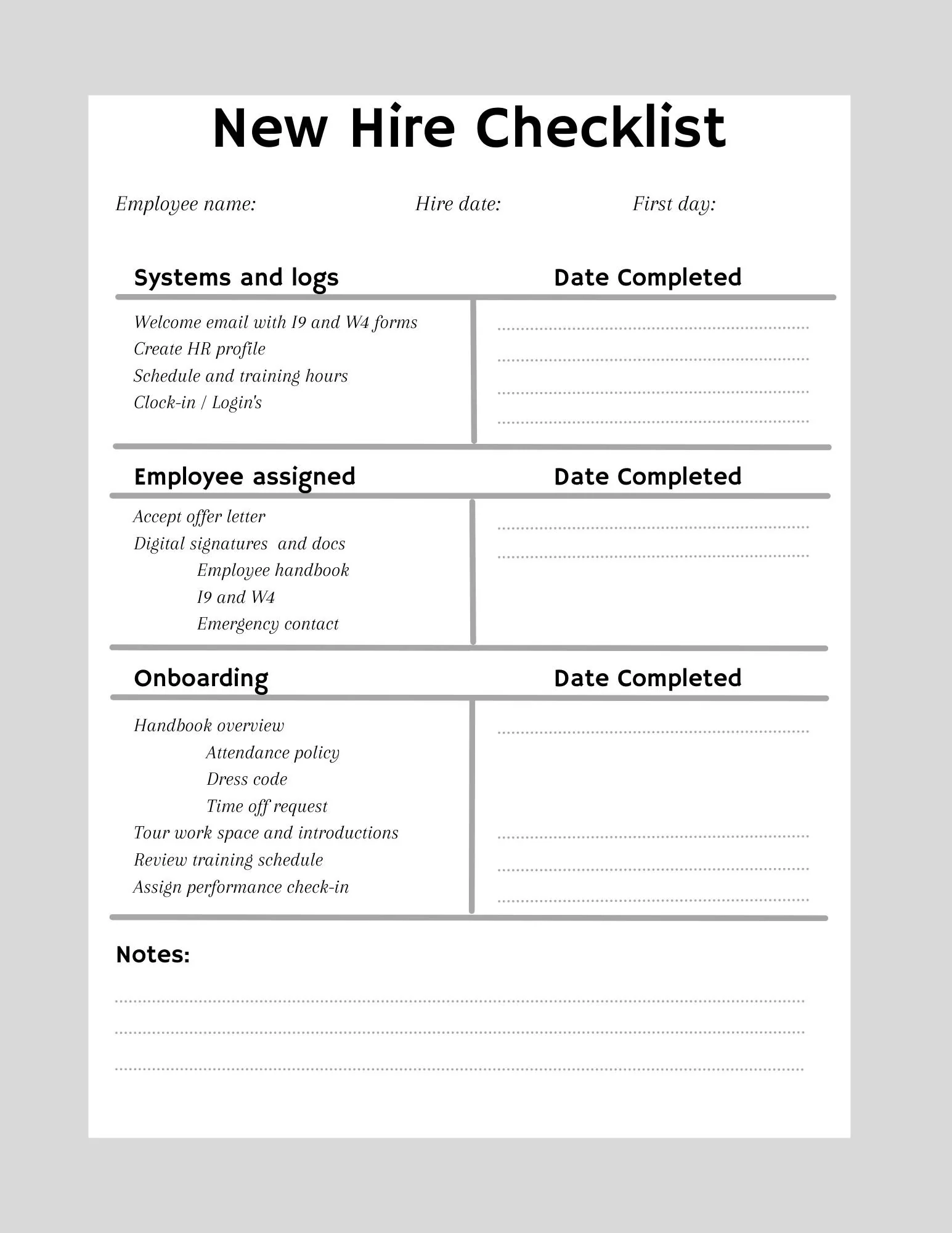 Sample Onboarding Checklist Template Sample Onboarding Checklist Template