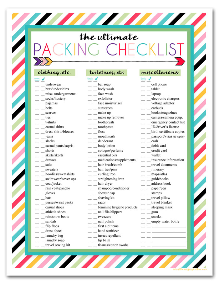 Sample Packing List Template Sample Packing List Template
