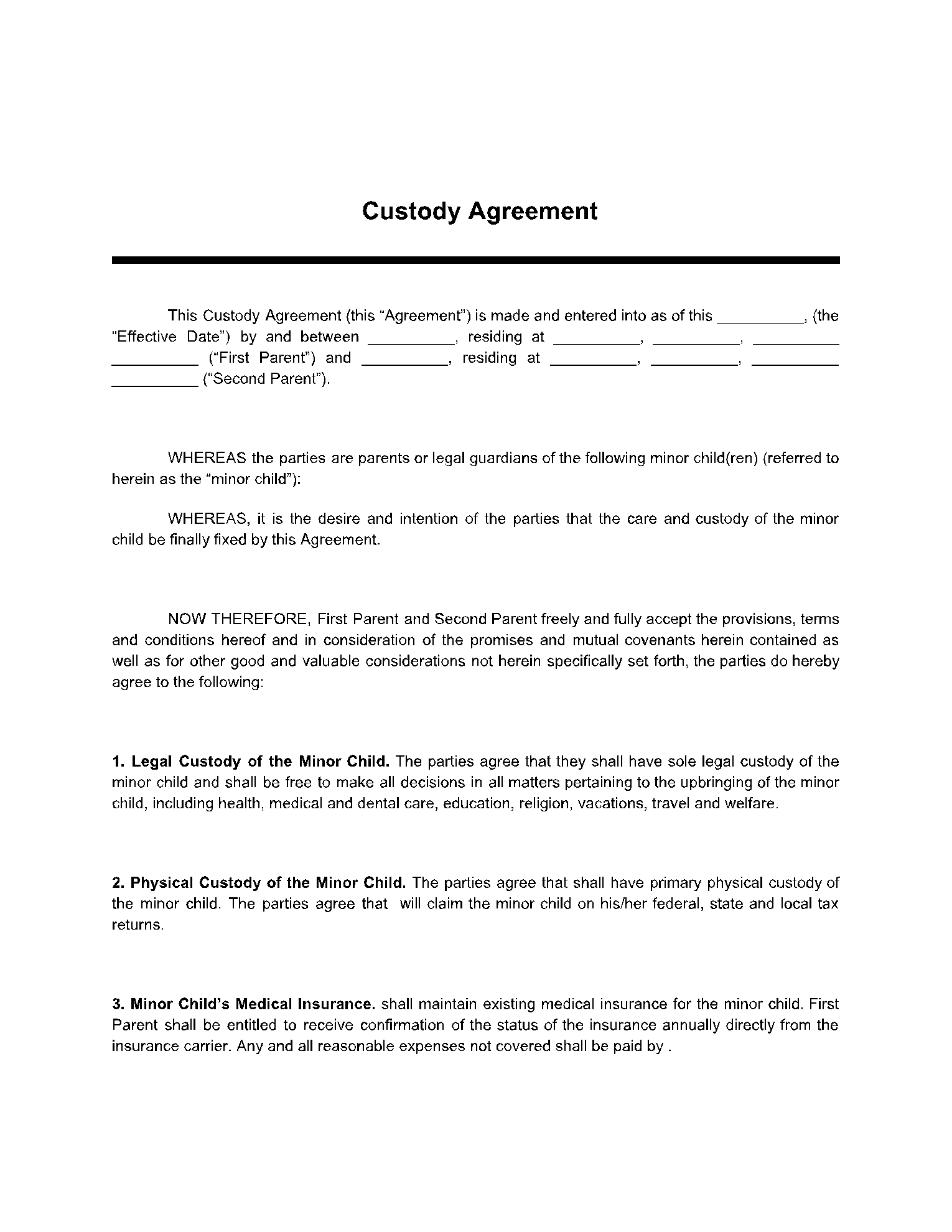 Sample Parenting Agreement Template Sample Parenting Agreement Template