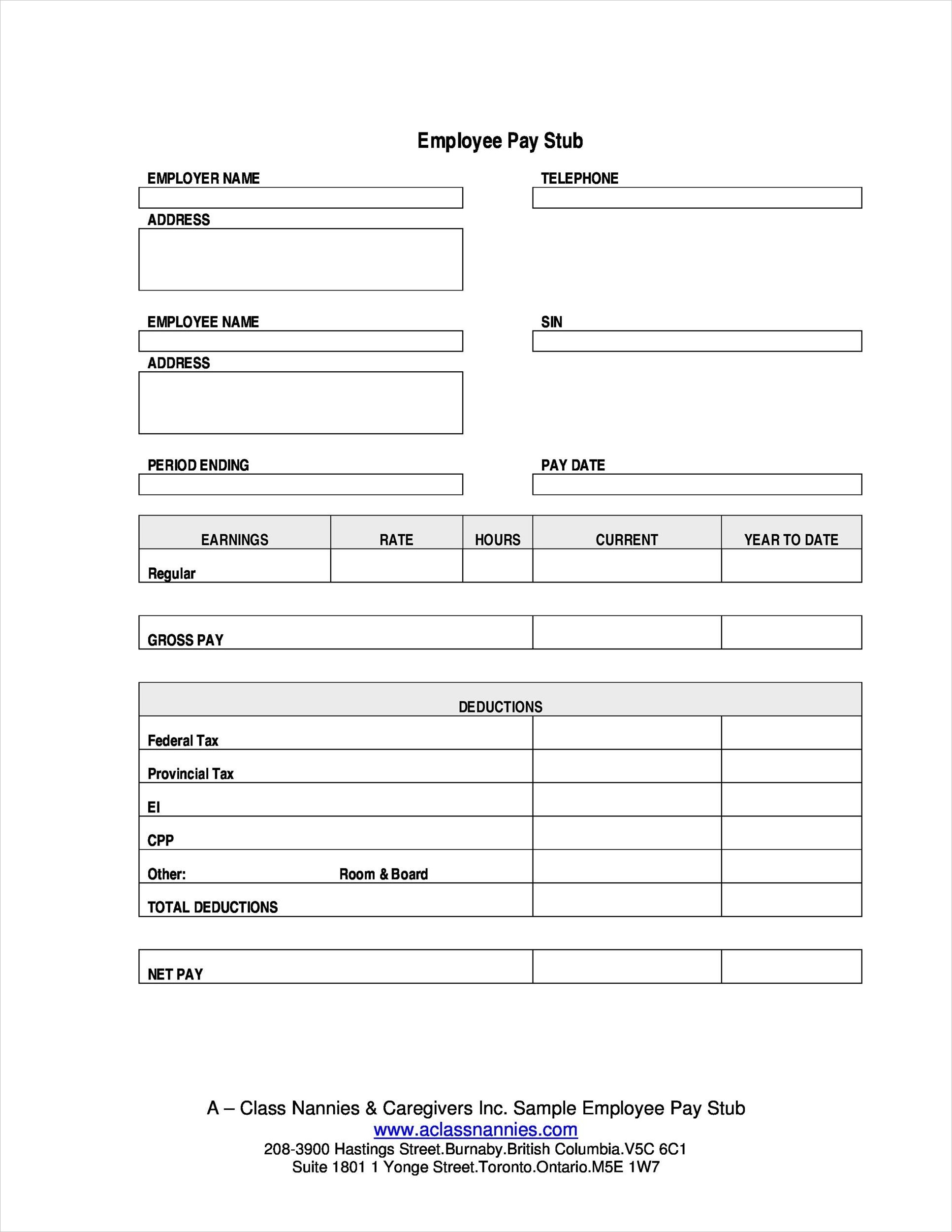 Sample Pay Stub Template Sample Pay Stub Template