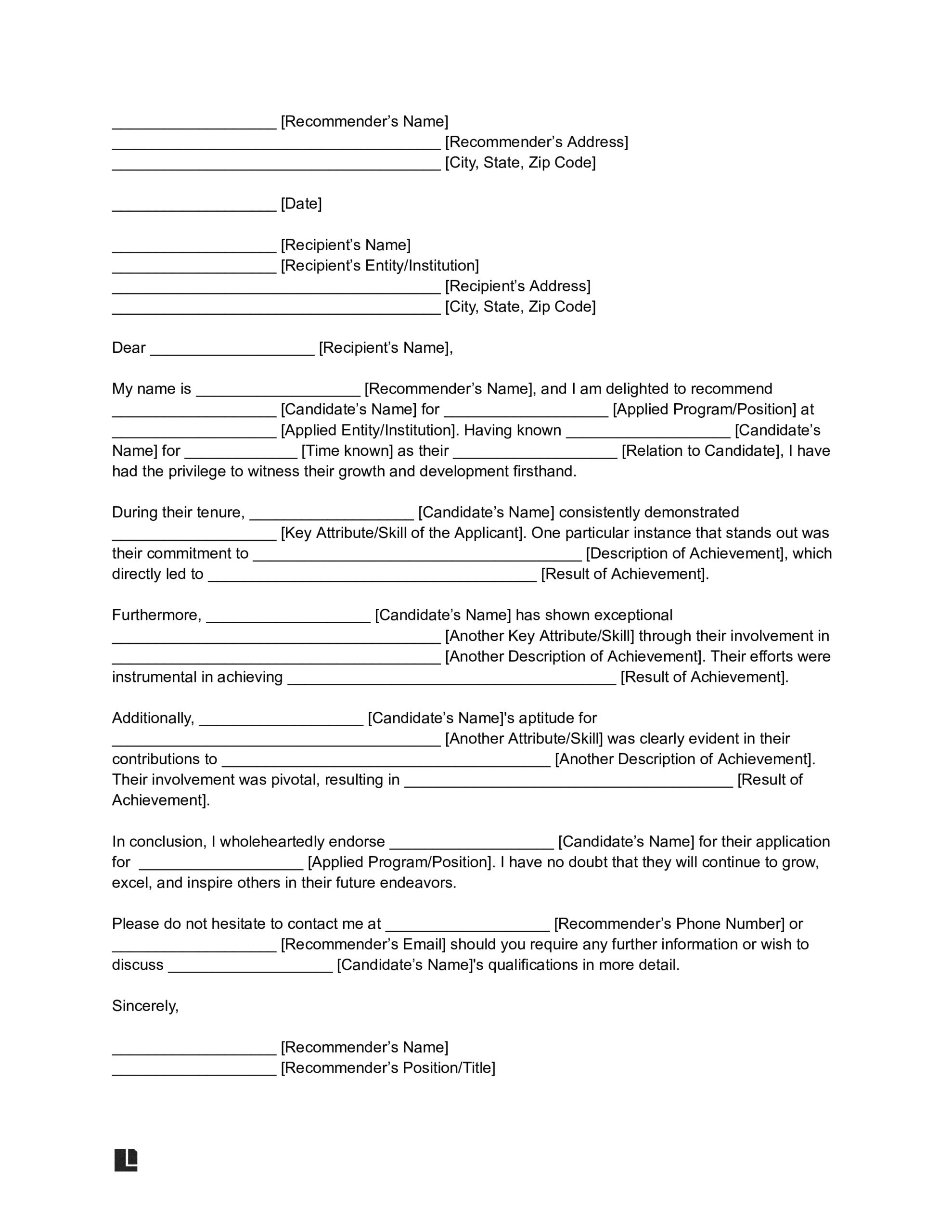 Sample Personal Reference Letter Template Sample Personal Reference Letter Template