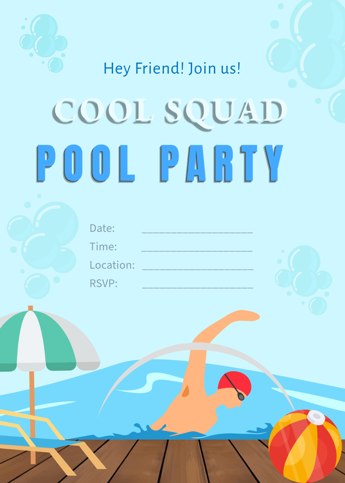 Sample Pool Party Invitation Template Sample Pool Party Invitation Template