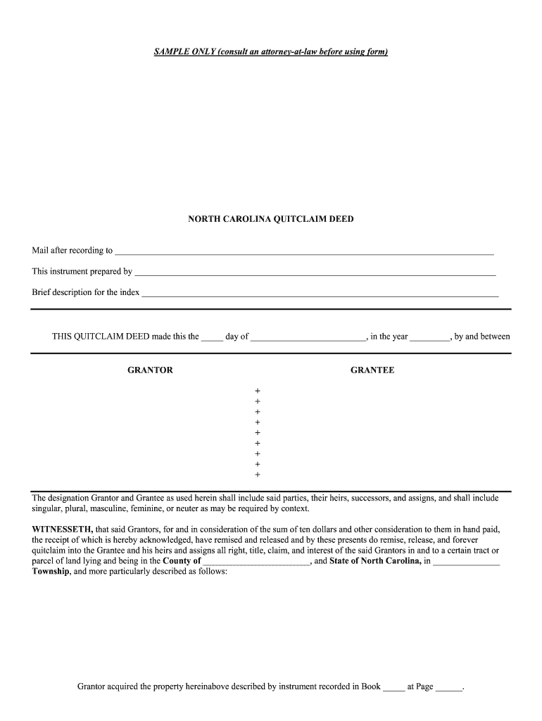 Sample Quit-Claim Deed Form Sample Quit-Claim Deed Form