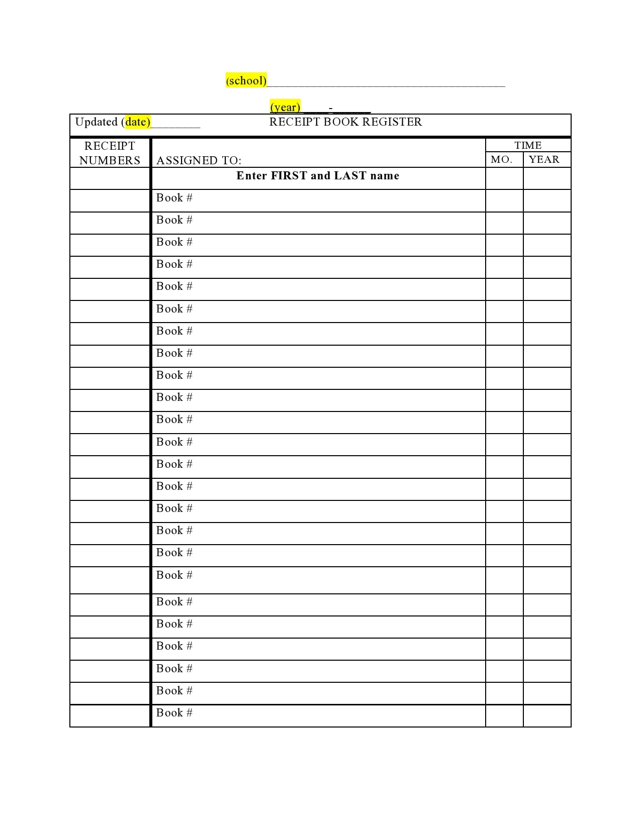 Sample Receipt Book Template Sample Receipt Book Template