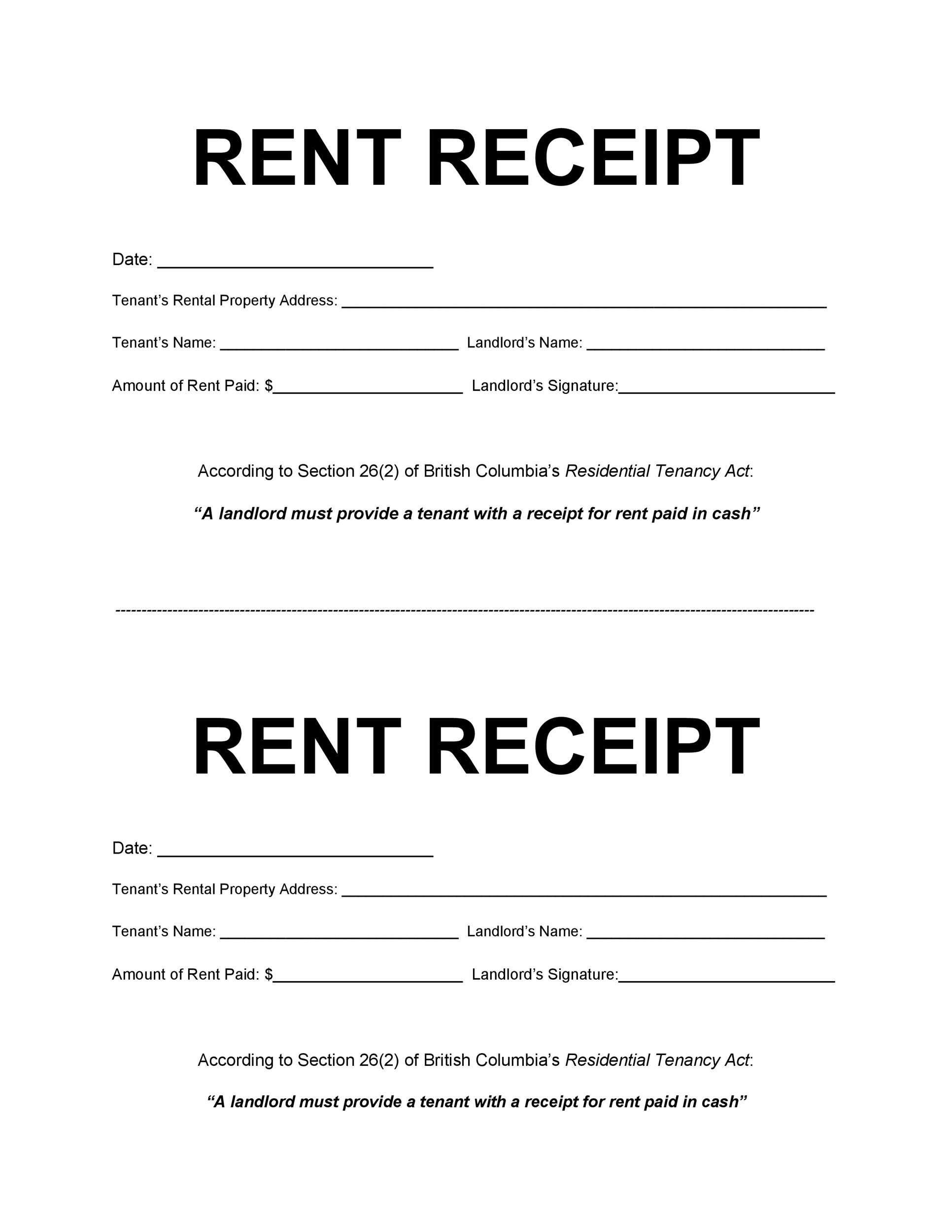 Sample Rent Receipt Template Sample Rent Receipt Template