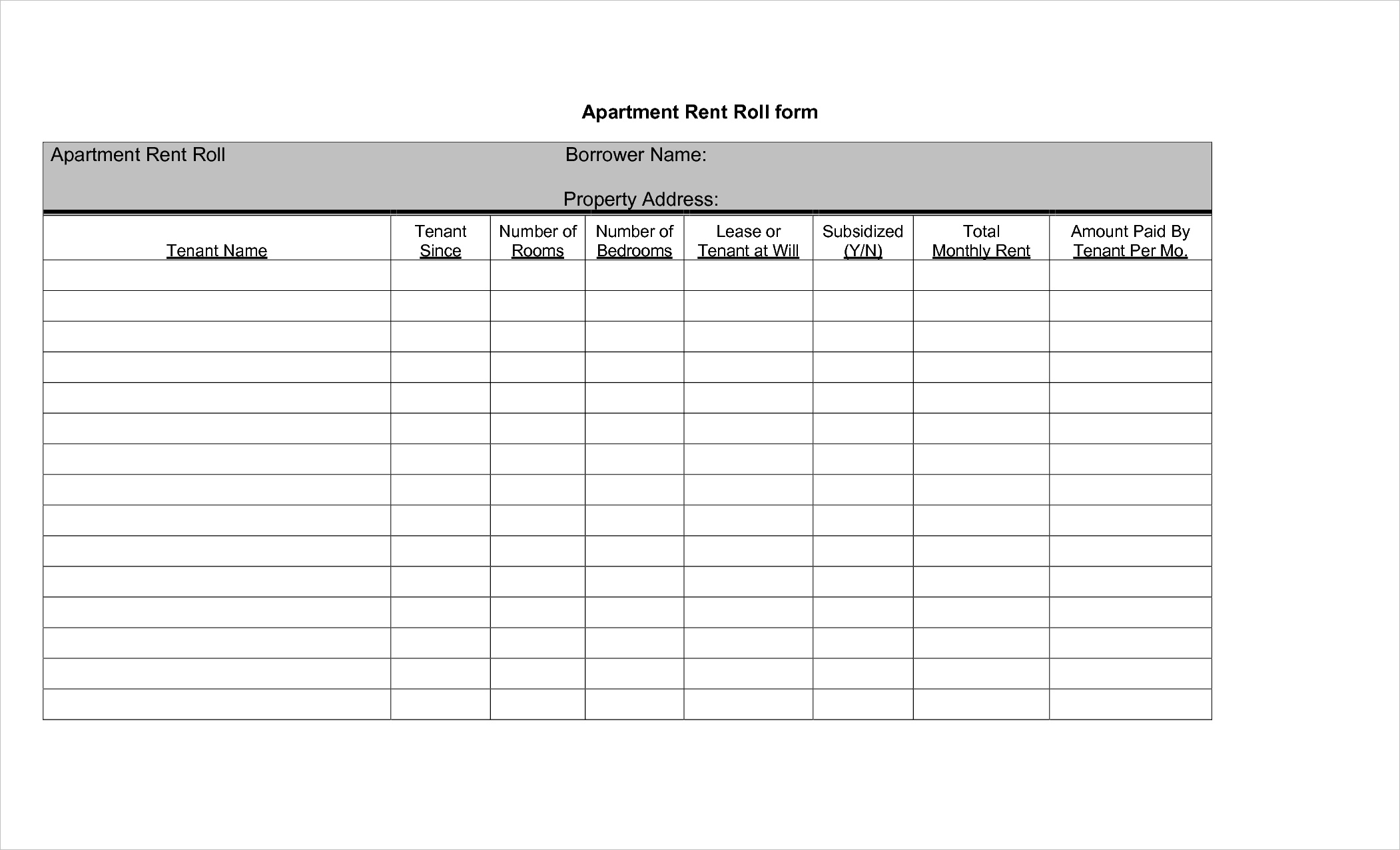 Sample Rent Roll Template Sample Rent Roll Template