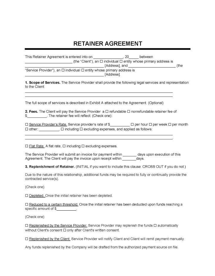 Sample Retainer Agreement Template Sample Retainer Agreement Template