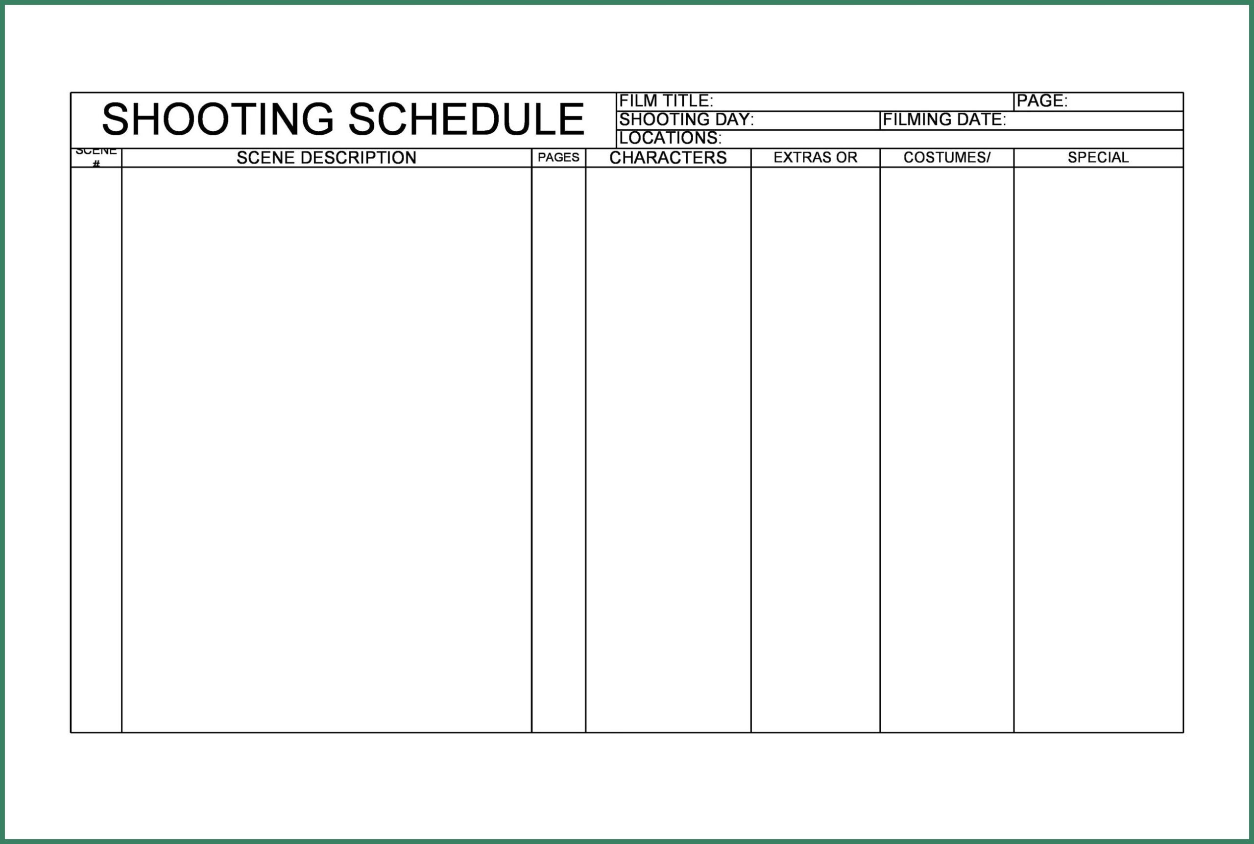 Sample Shooting Schedule Template Sample Shooting Schedule Template