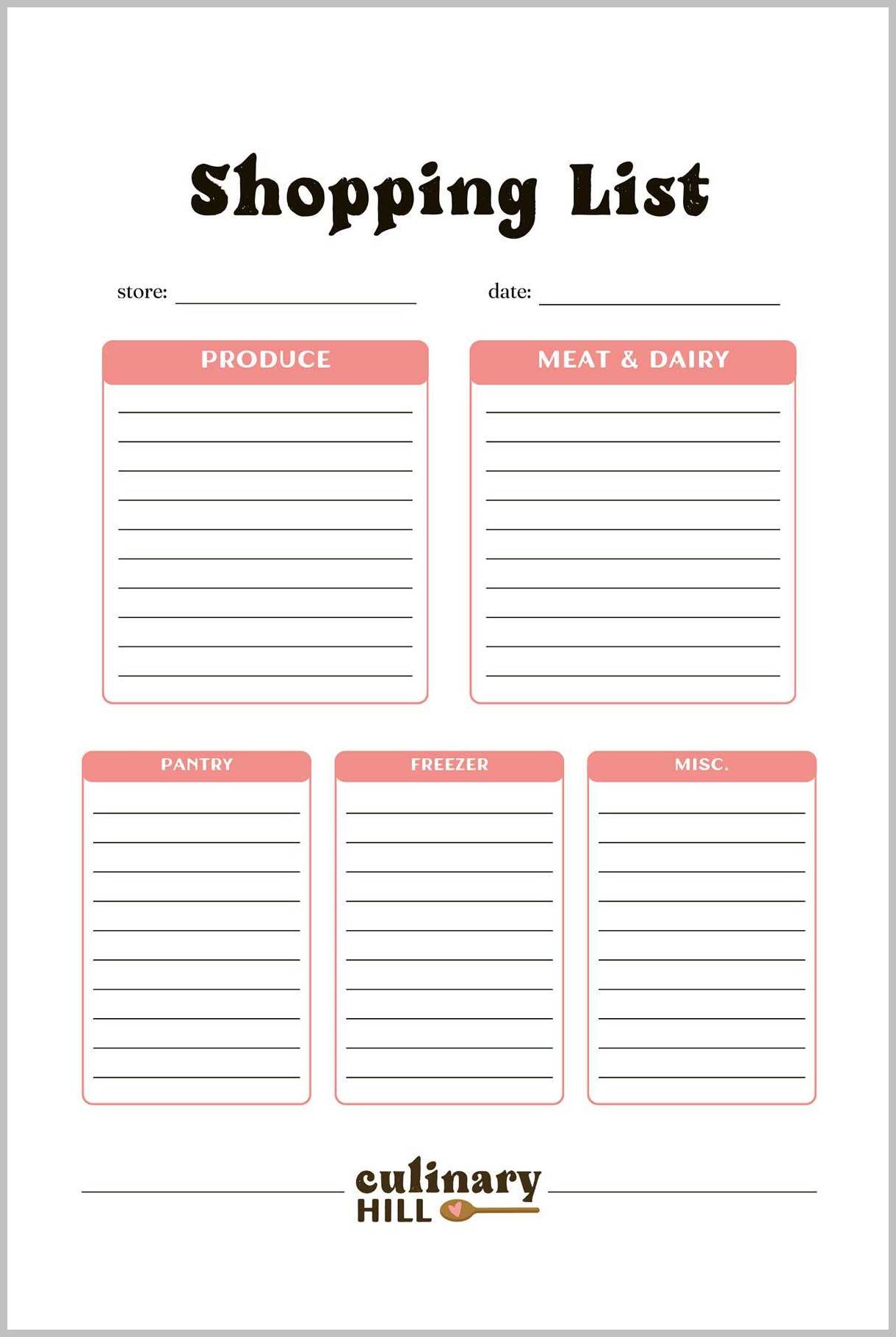 Sample Shopping List Template Sample Shopping List Template