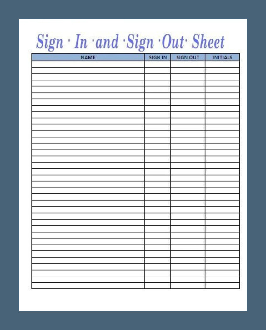 Sample Sign-in Sign-out Sheet Template Sample Sign-in Sign-out Sheet Template