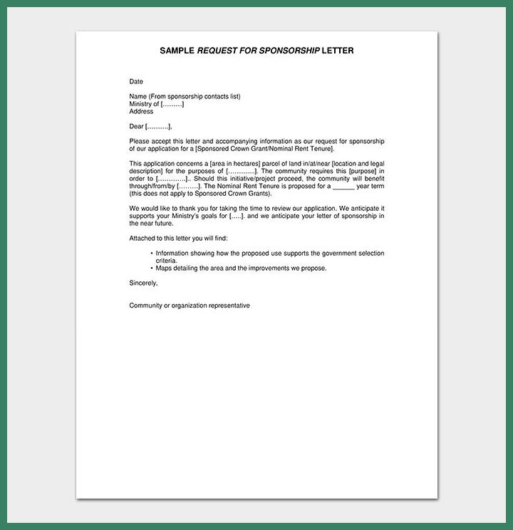 Sample Sponsorship Letter Template Sample Sponsorship Letter Template