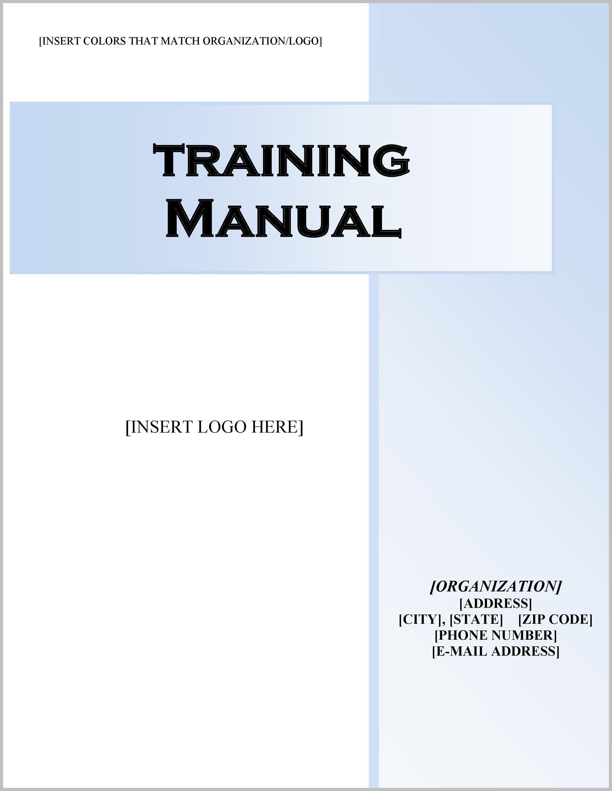 Sample Training Manual Template Sample Training Manual Template