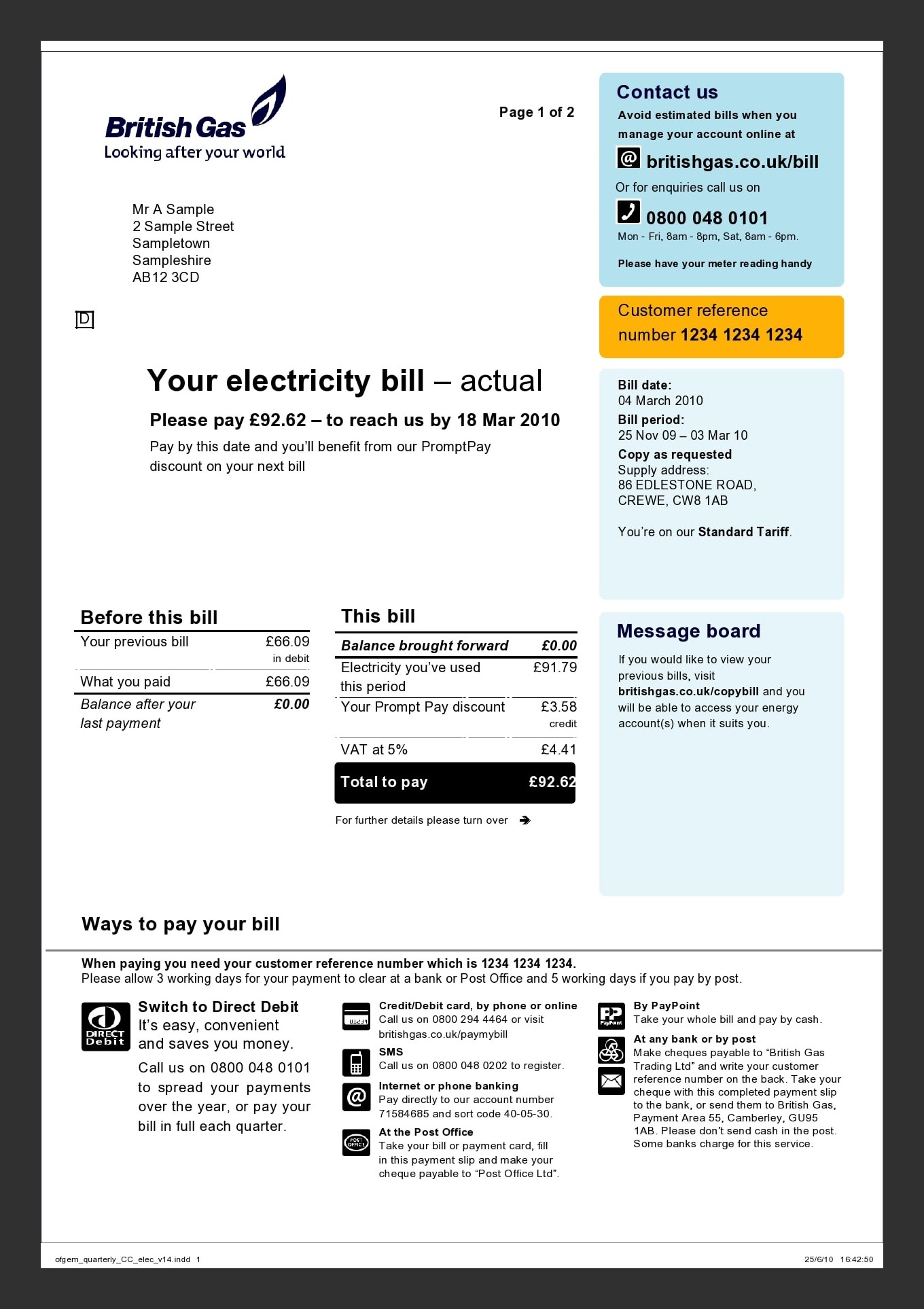 Sample Utility Bill Template Sample Utility Bill Template