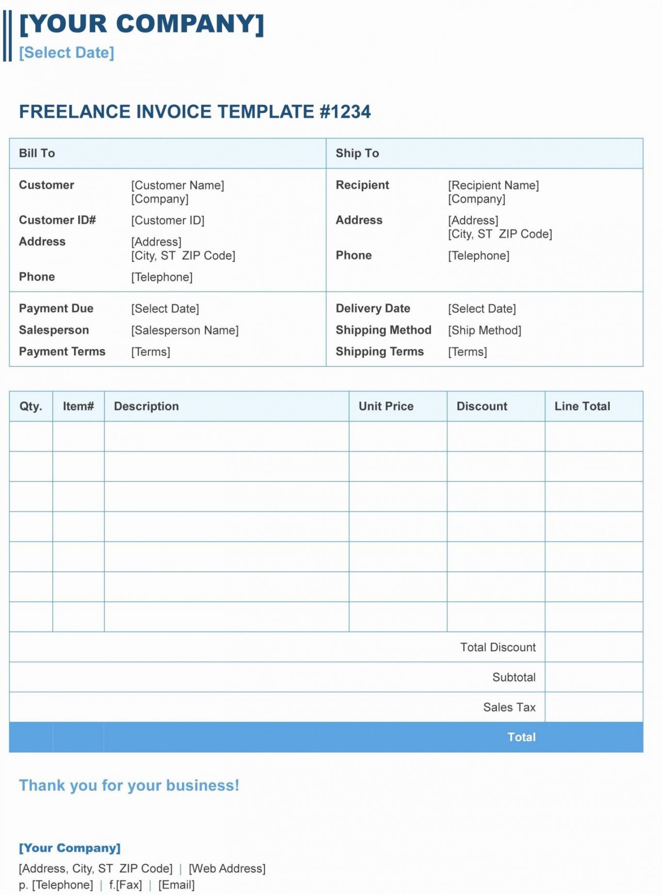 Sample of Itemized Invoice Template